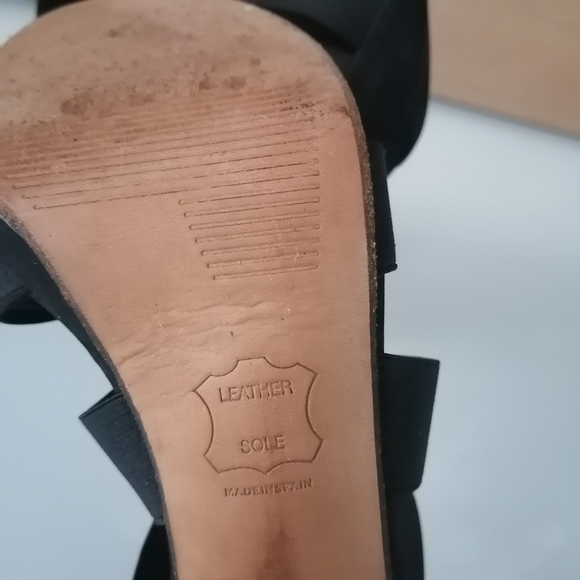 Stuart Weitzman Black Suede Elastic Criss Cross Strap Block Heel Sandals 5.5 - Picture 13 of 17